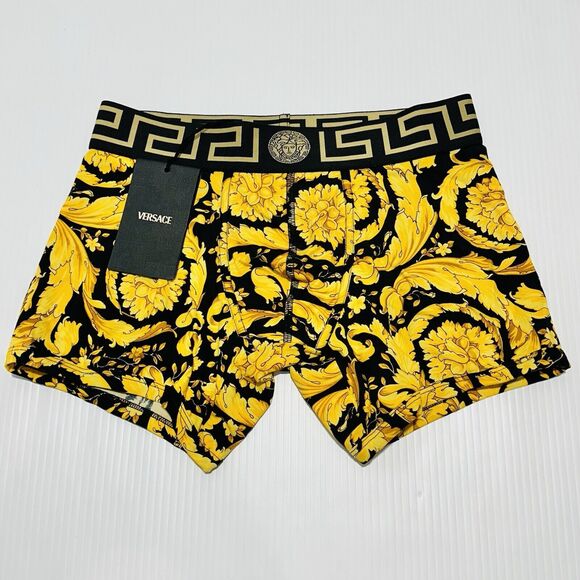 NWT Versace Barocco Greca Underwear Trunk Boxer Briefs Black Gold Size IT 3/ S - Picture 4 of 10
